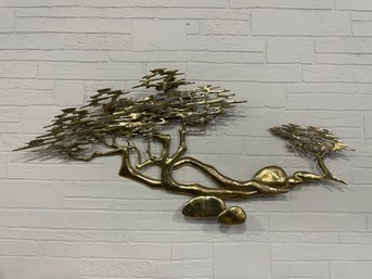 Large Vintage Brass Tree Wall Sculpture By Bijan