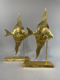 21.5' Pair Of Brass Angel Fish