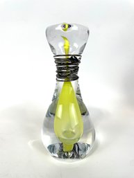 Vintage Hourglass Art Glass Sculpture - Signed