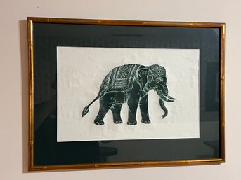 Framed Vintage Rubbing Of An Elephant