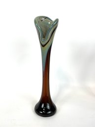 Hebron Blown Glass Art Vase With Swirls