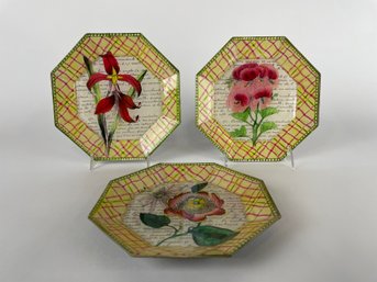 John Derian Handmade Decoupage Hexagonal Floral Plates