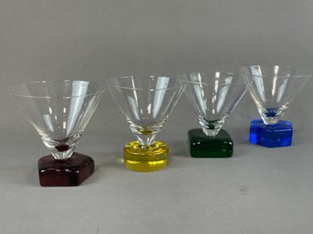 Multi Color Bottom Martini/cosmopolitan Glasses, Set Of 4
