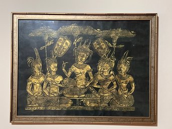 Framed Mid Century Thai Parvati Buddhist Painting