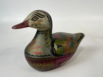 Unique Folk Art Hand Painted Duck Wooden Box