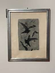 Framed Lithograph - Birds In Flight By George Braque