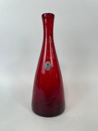 Large 11' Red Pilgrim Glass Crackle Vase