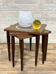 Set Of Three Laminate And Tile Accent Tables