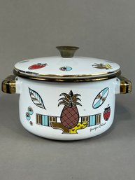Vintage Georges Briard Ambrosia Enamelware Sauce Pan Pineapple With Lid