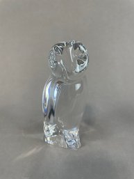 Baccarat France Crystal Glass Owl Bird Figurine Paperweight 3.75' Tall