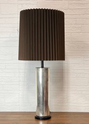 1970s Chrome Cylinder Table Lamp Silver & Black Style George Kovacs