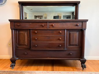 Antique Edwardian Server With Mirrored Back