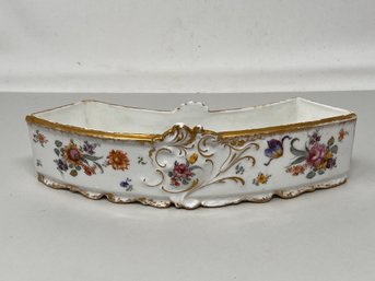 Antique Hand Painted Porcelain Contoured Planter