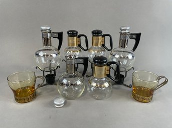 Lot Of Vintage Individual Coffee Carafe  Inland Glass - Heat-Proof Glass With Platinum & Gold