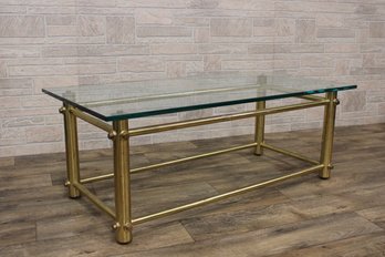 Large Post Modern  Brass And Glass Coffee Table