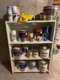 Large Lot Of Household Paints With Shelf