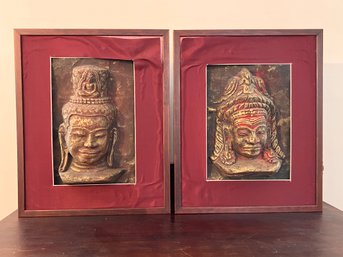 Mid Century Framed Bas Relief Portraits