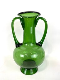 Art Glass Urn Styled Green Glass Vase