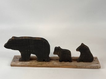 Carved Bear Trio Statue