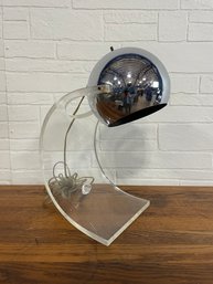 Vintage Mid Century Chrome Globe And Lucite Base Table Lamp