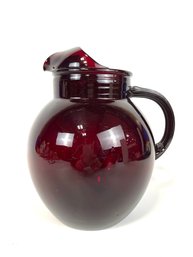 Ruby Red Glass Bubble Pitcher