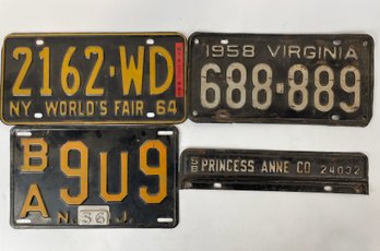 Lot Of 4 Vintage License Plates