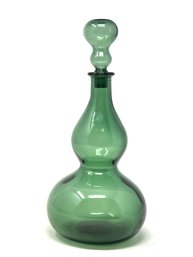 1960s Green Glass Genie Bottle Decanter