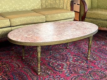 Brass Coffee Table With Pink Marble Top