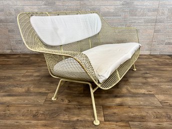 Iconic 1950s 'Sculptura' Wrought Iron And Mesh Settee By Russell Woodard