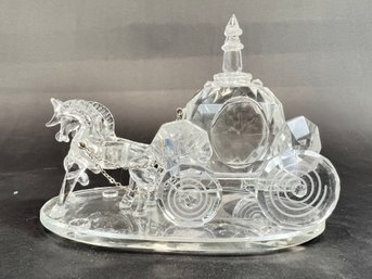 Large Vintage Crystal Horse Drawn Carriage