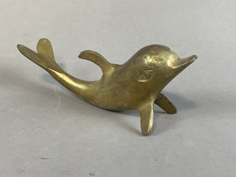 Vintage Brass Dolphin Paper Weight