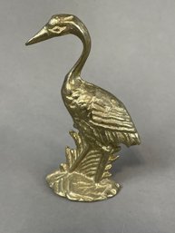 Vintage Brass Bird Crane Heron Stork Paperweight