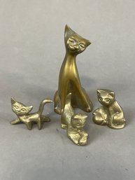 Vintage Brass Cat With Kittens