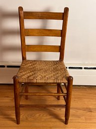 Antique Shaker Ladder Back Chair With Split Weave Seat