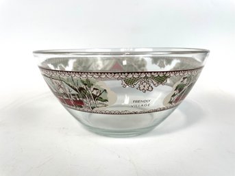 Vintage Serving Bowl With Covered Bridge Motif By Arcoroc