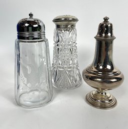 3 Vintage Sugar Shakers - 1 With Sterling Top