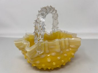 Victorian Case Glass Basket Hand Blown Yellow Beautiful