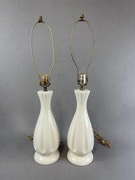 Pair Of Mid Century Fluted Lamps