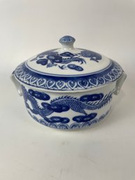 Blue And White Porcelain Covered Compote