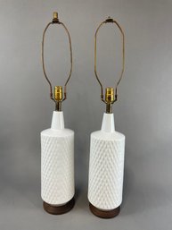Pair Of Modernist Blanc De Chine Table Lamps