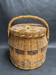 Large Wicker Sewing Basket With Great Stripes