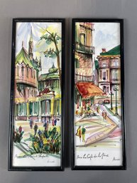 Hand Painted Tiles Paris Themed Framed Art By Renee' 7' X 19'