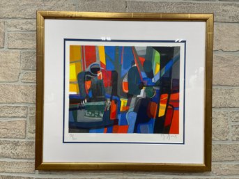 MARCEL MOULY 'Personnages Cubiste' 2003 Hand Signed Abstract Lithograph 18' X 20'