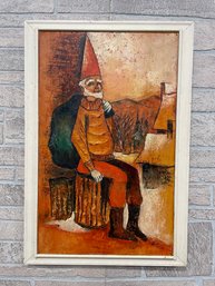 Vintage Gnome Painting 17' X 25' Signed Jaskovak