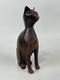 Folk Art Cat Sculpture Carved Wood