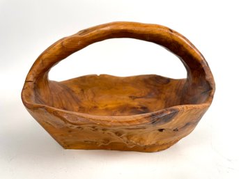 Artisan Hand Carved Root Burl Wood Basket