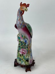 20th Century Chinese Export Polychrome Painted Bird Figurine