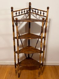 Antique Bamboo Corner Etagere