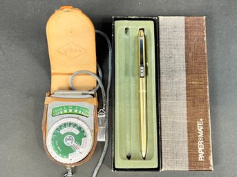 Vintage Alpex Exposure Meter And Papermate Pen