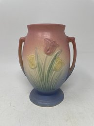 Hull Pottery Tulip Vase Pink To Blue With Handles